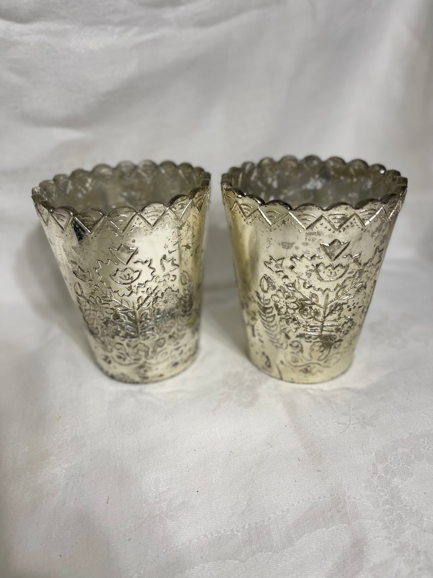 Decorative Silver-tone Vases - Vintage Style