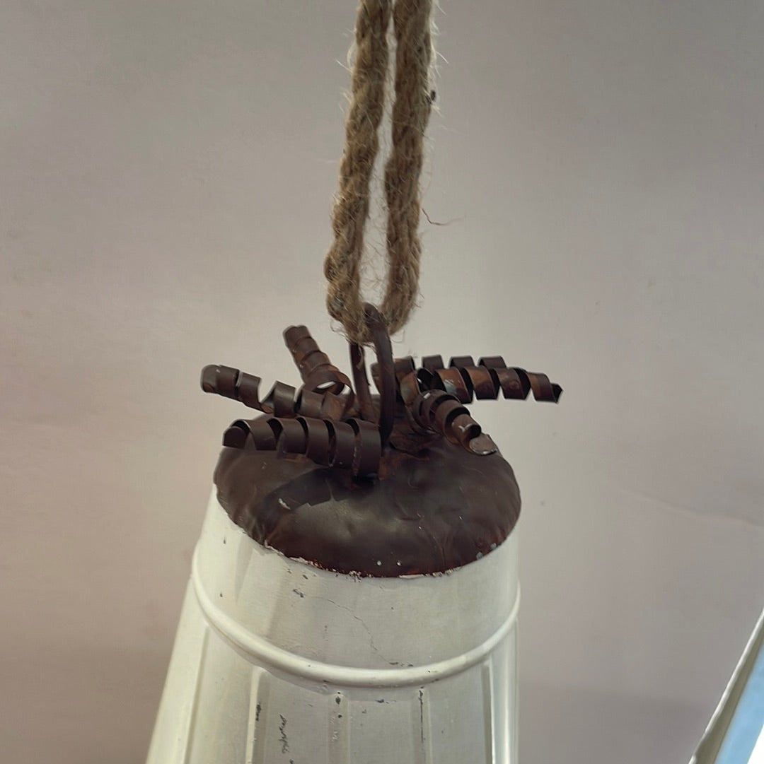White and brown distressed tin bell