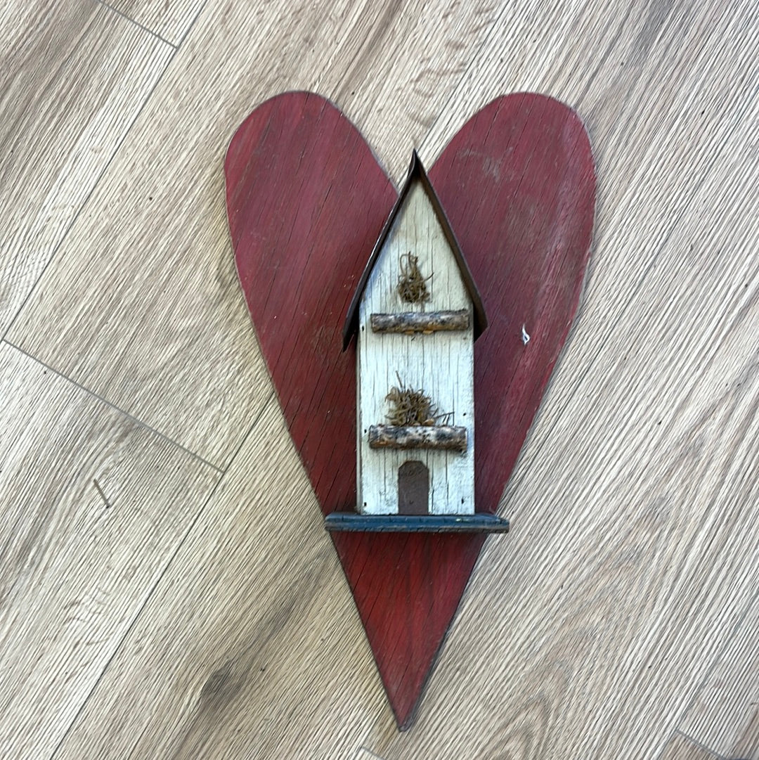 Birdhouse heart garden decor