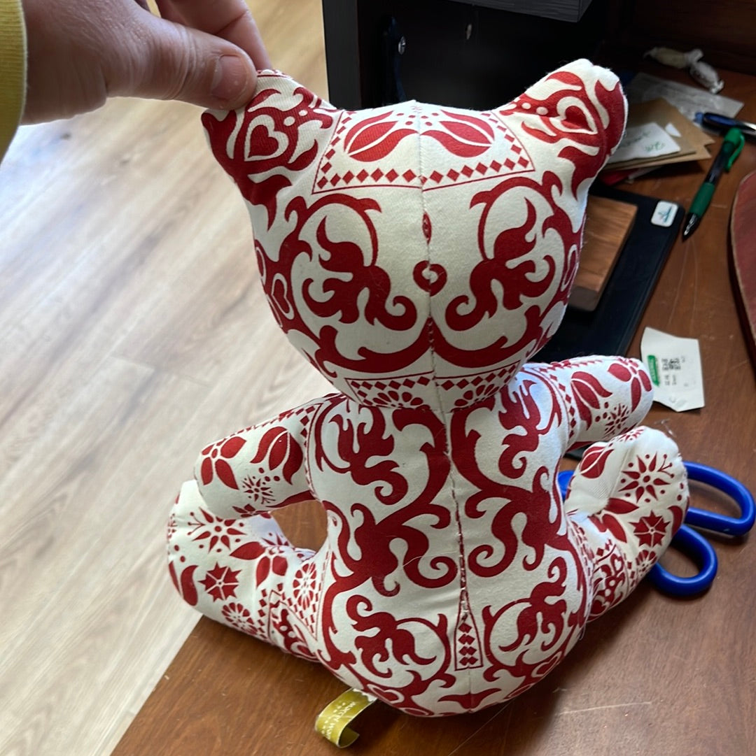 Stuffed bear red and white