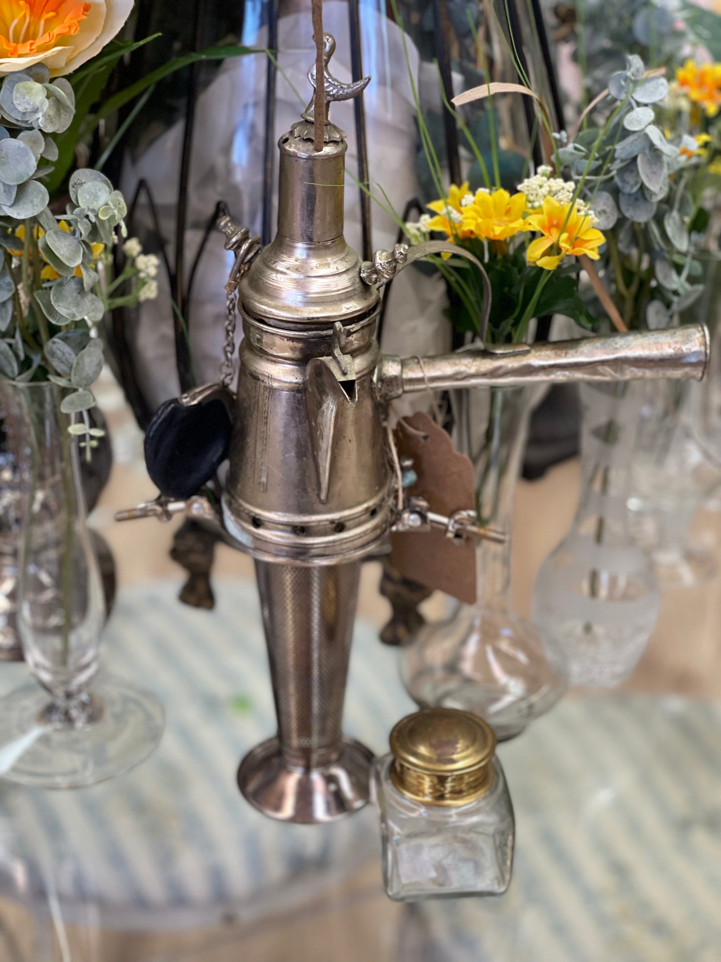 Assemblage Art candle holder/incense burner
