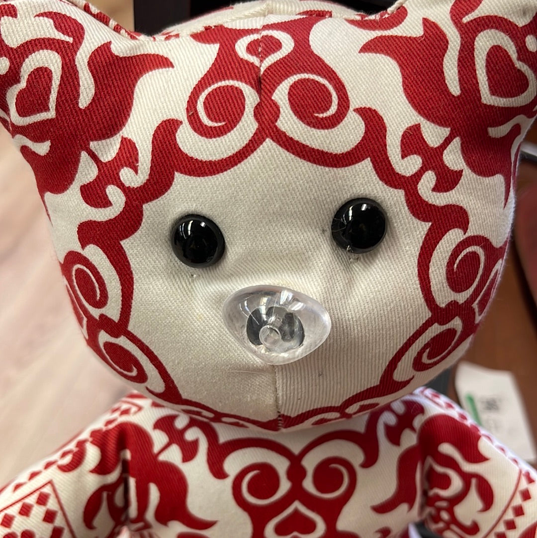 Stuffed bear red and white