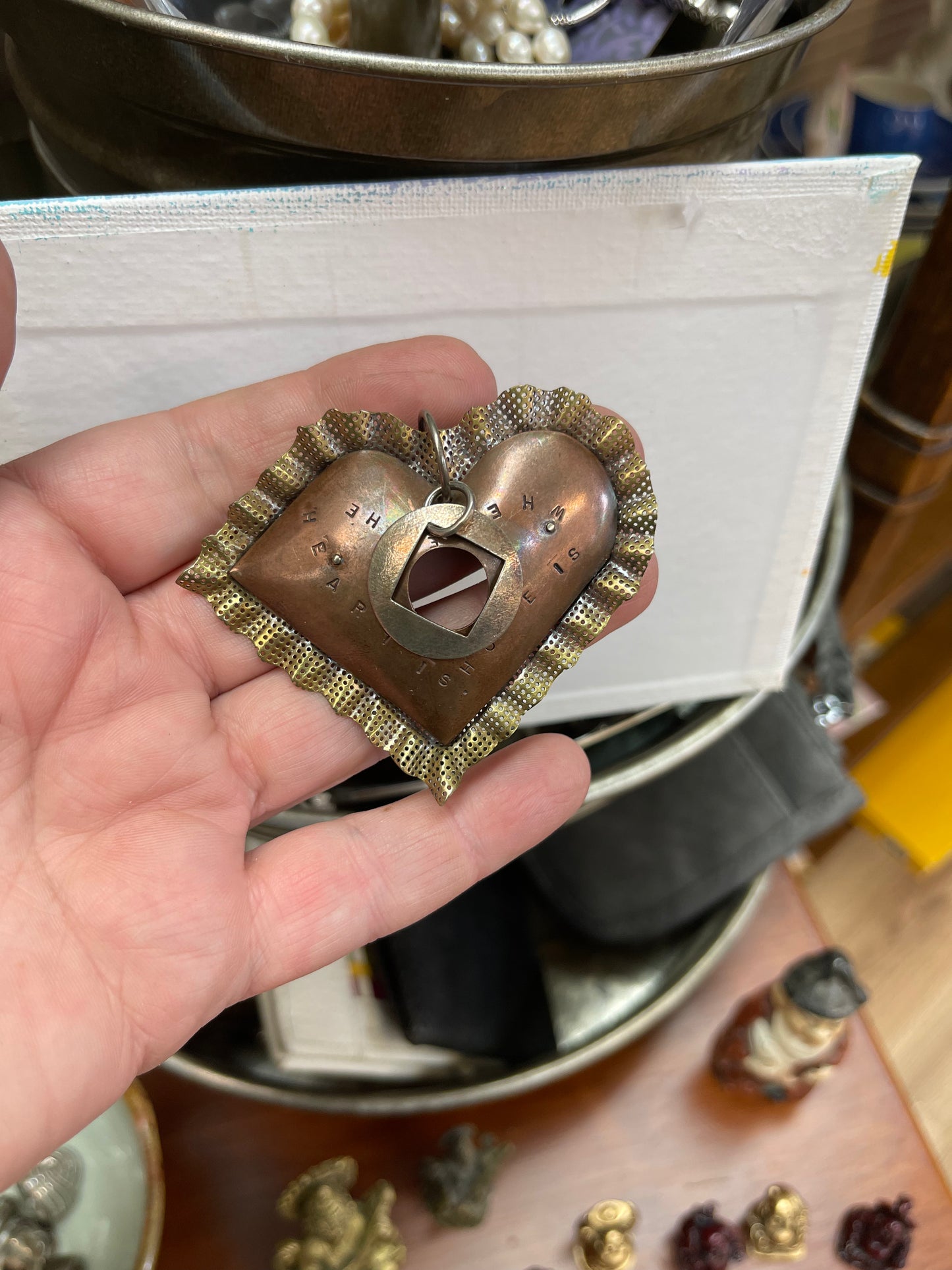 Handmade copper and brass pin