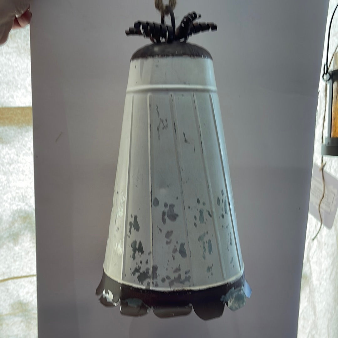 White and brown distressed tin bell