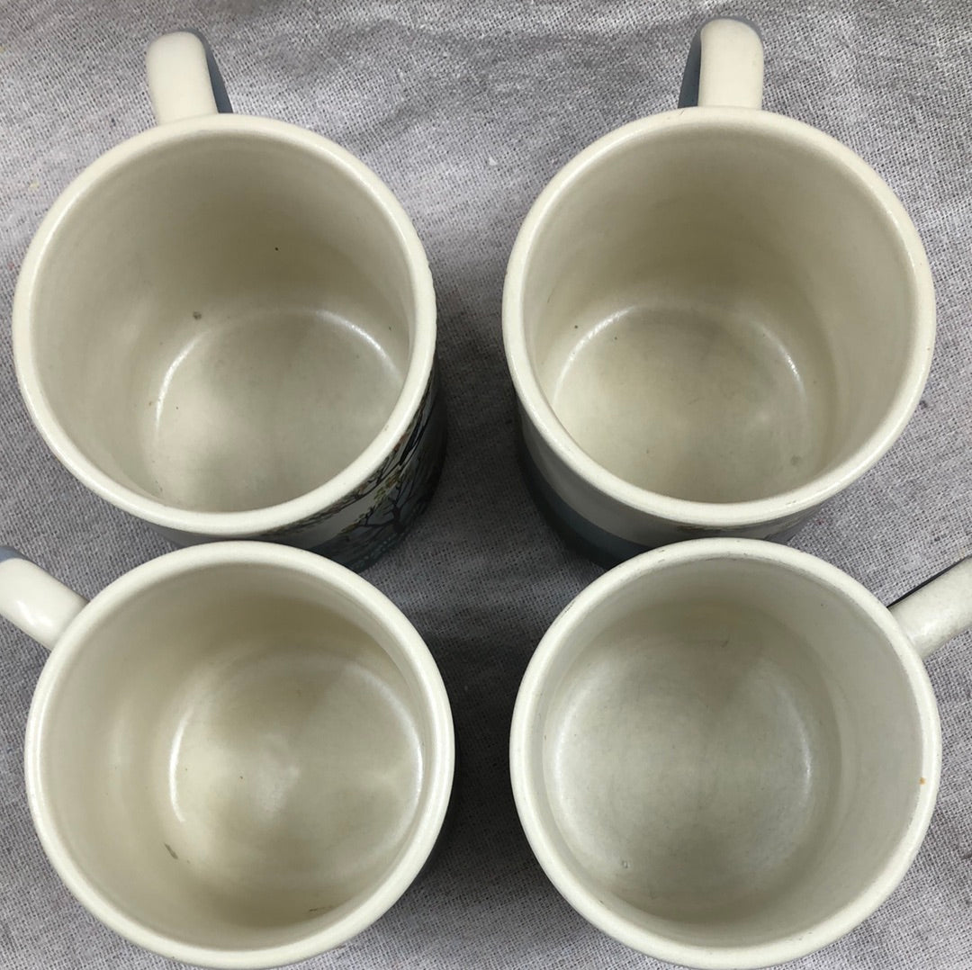 Otagiri 3 Owls in a Tree Stoneware Set of 4 Mugs