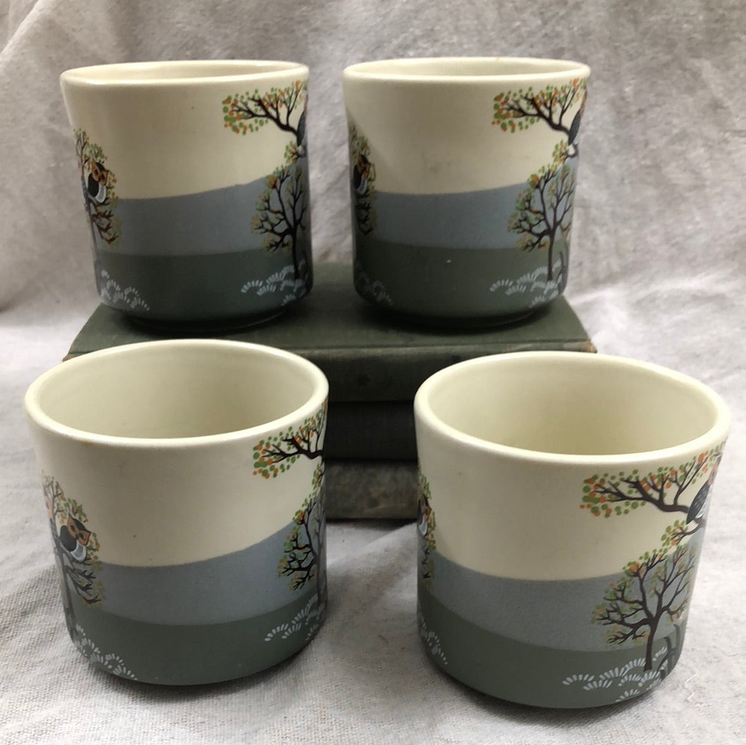 Otagiri 3 Owls in a Tree Stoneware Set of 4 Mugs