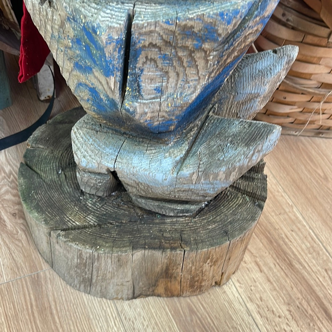 Hand carved Old cowboy log statue
