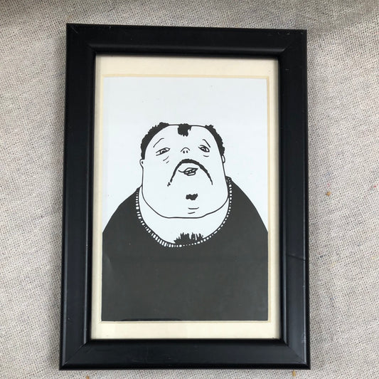 Unique framed Black and White Drawing of a Man