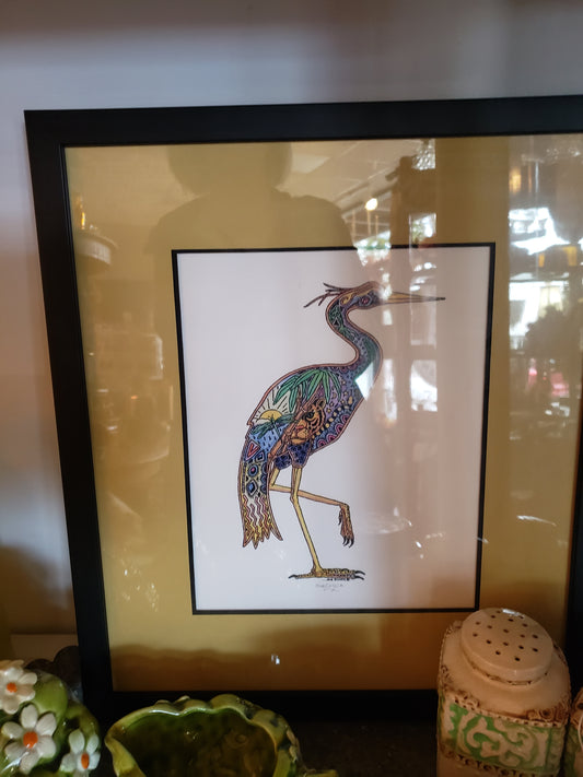 Framed Great Blue Heron artwork