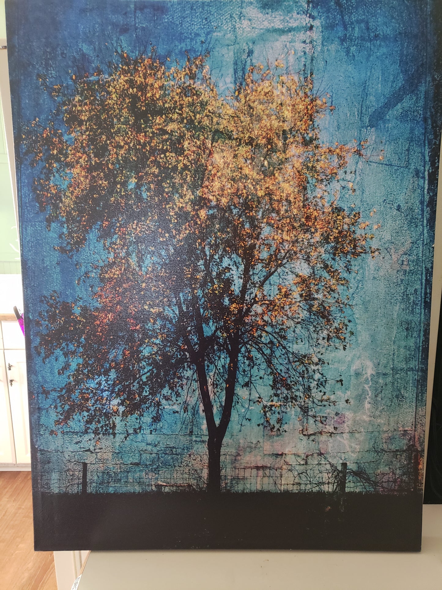 Gold tree art print on canvas
