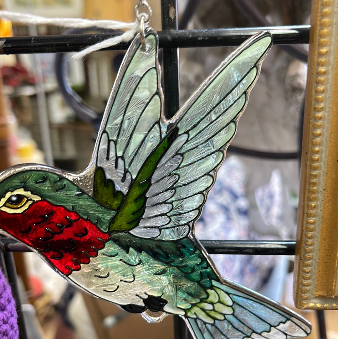 Hand-painted in Denver glass hummingbird made in China