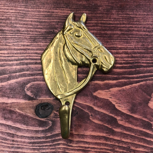 Vintage Brass Horse Head Wall Hook