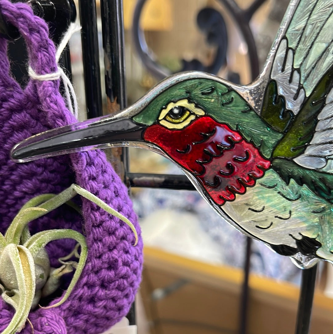 Hand-painted in Denver glass hummingbird made in China