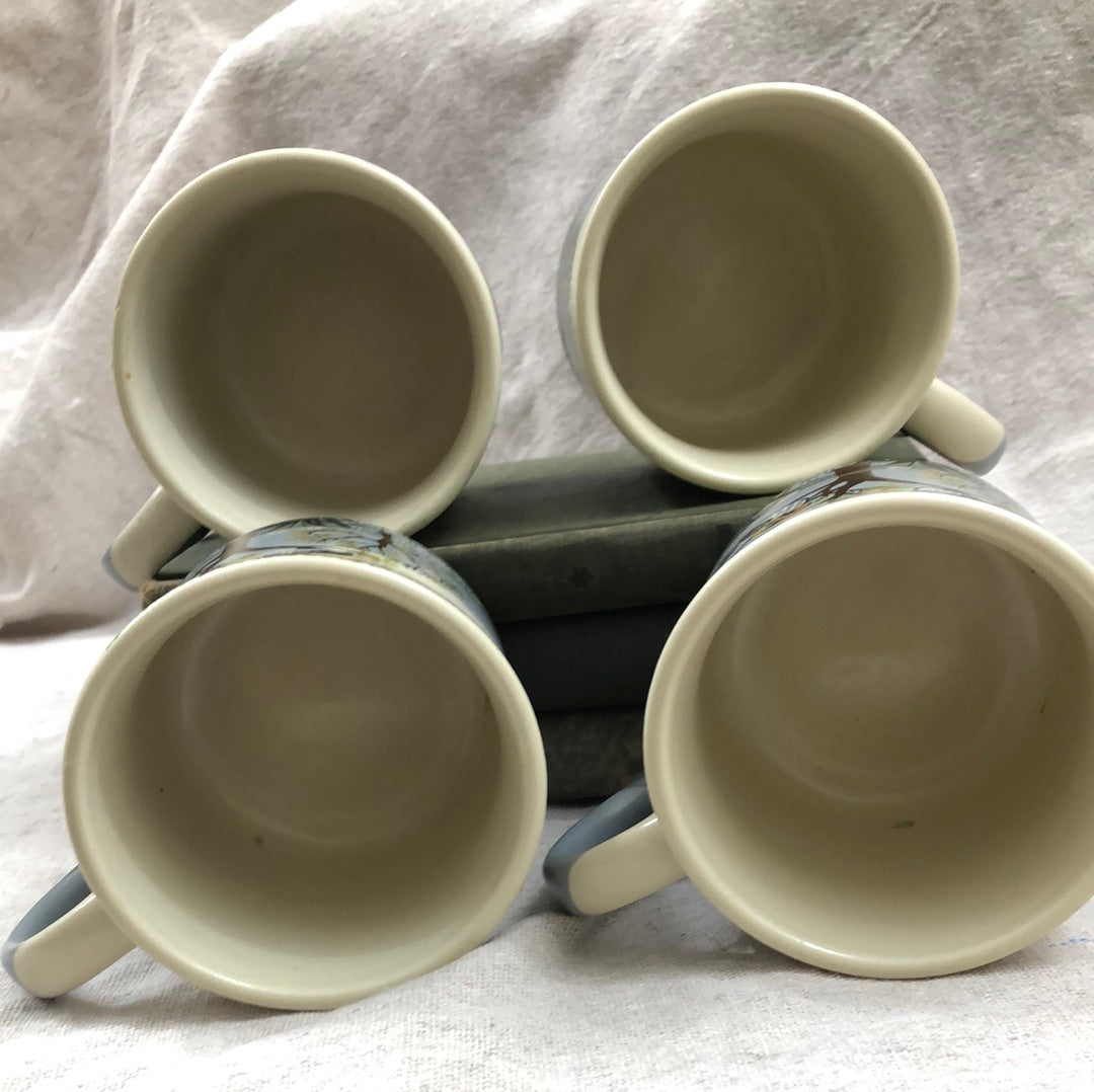 Otagiri 3 Owls in a Tree Stoneware Set of 4 Mugs