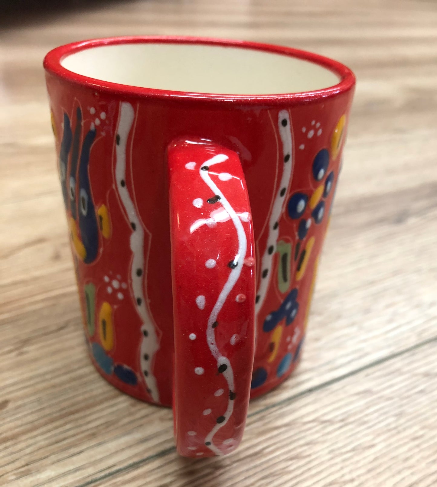 Handmade red/blue tulip mug
