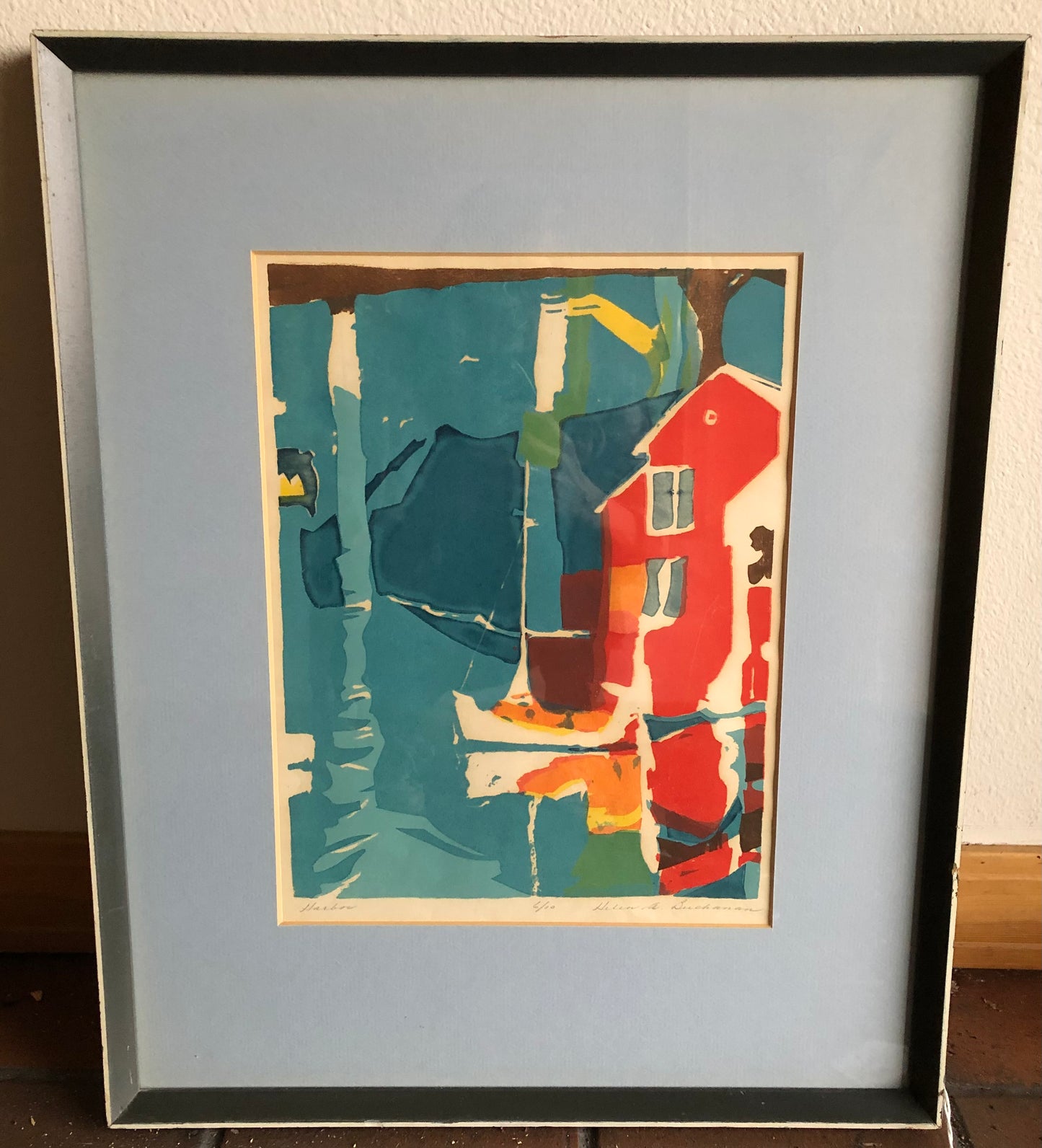 Hand pulled print by Helen A. Buchanan titled, “Harbor”