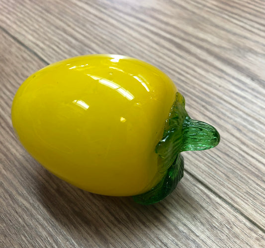 Hand blown yellow glass lemon