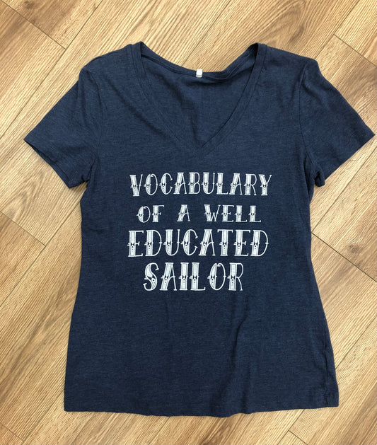“Vocabulary of a well educated sailor,” T-shirt, large blue