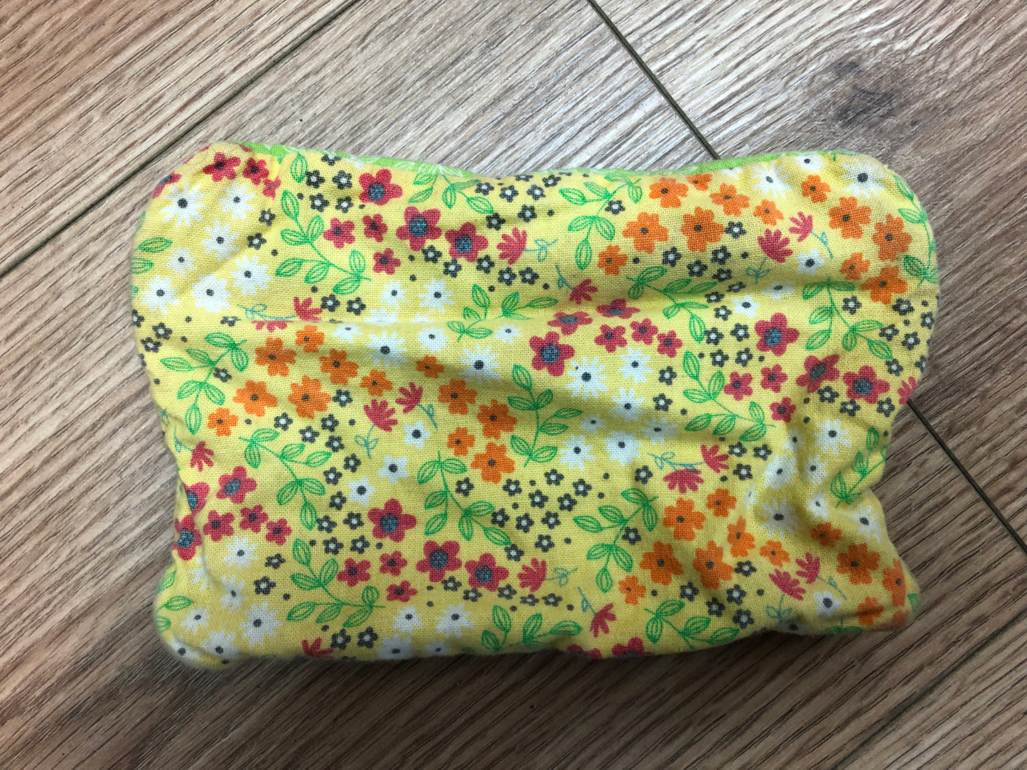 Yellow and green floral coin purse/makeup bag