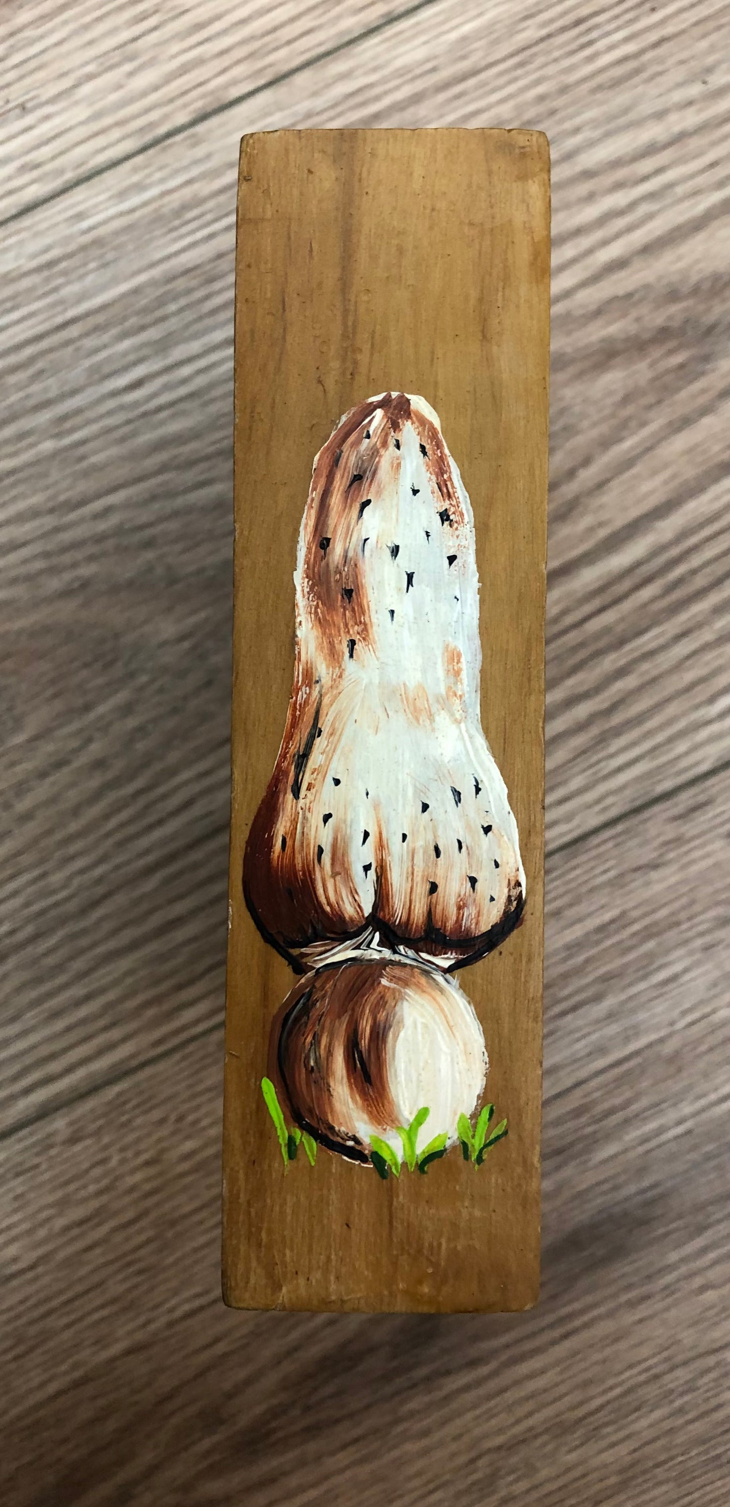 Vintage ‘75 Painting Mushroom on Wood Dish