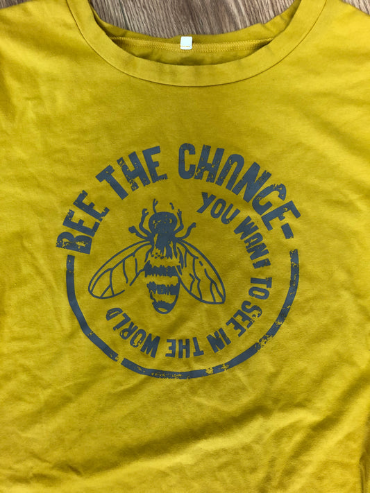 Bee the change T-shirt, XL, mustard yellow