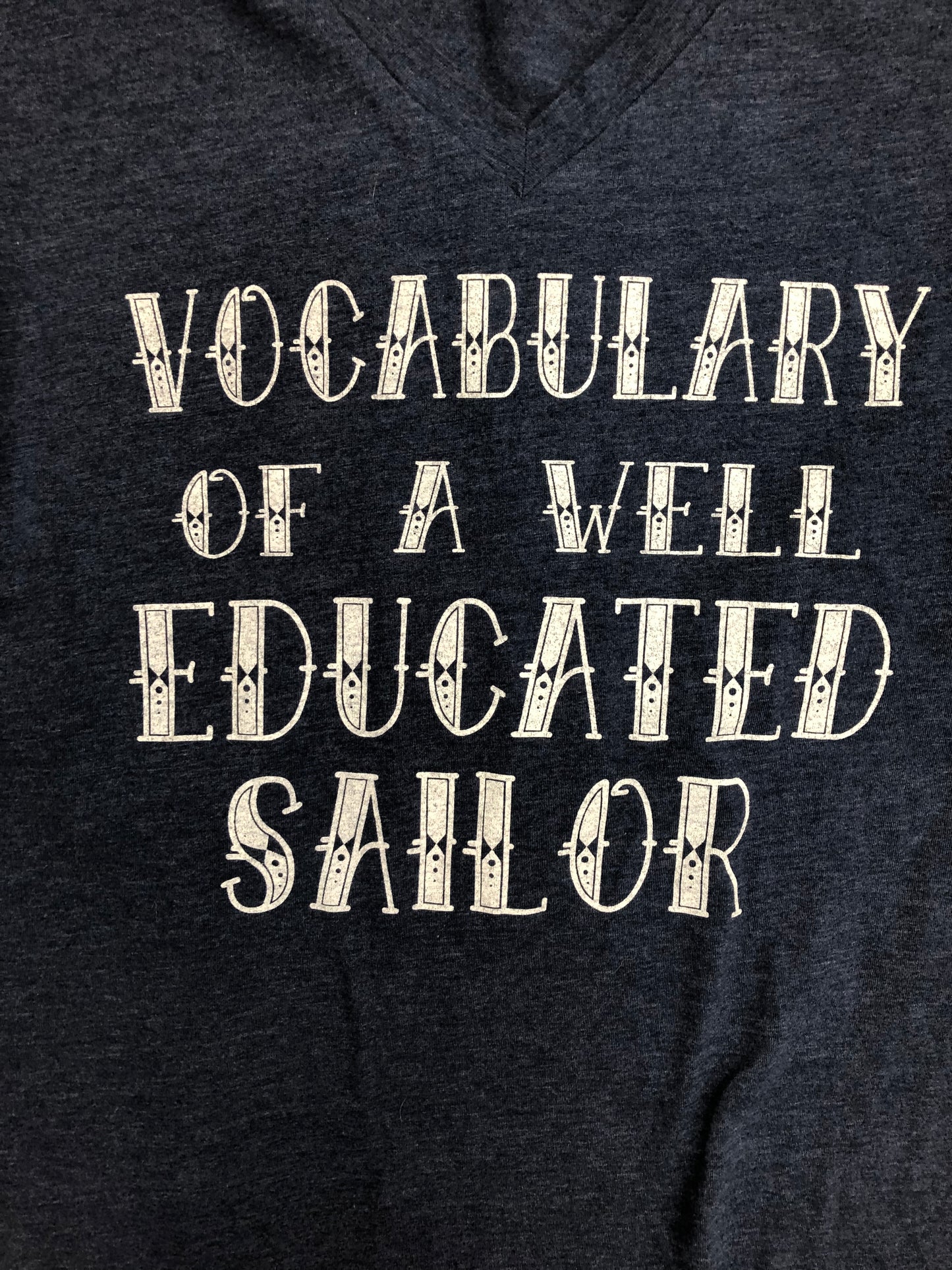 “Vocabulary of a well educated sailor,” T-shirt, large blue