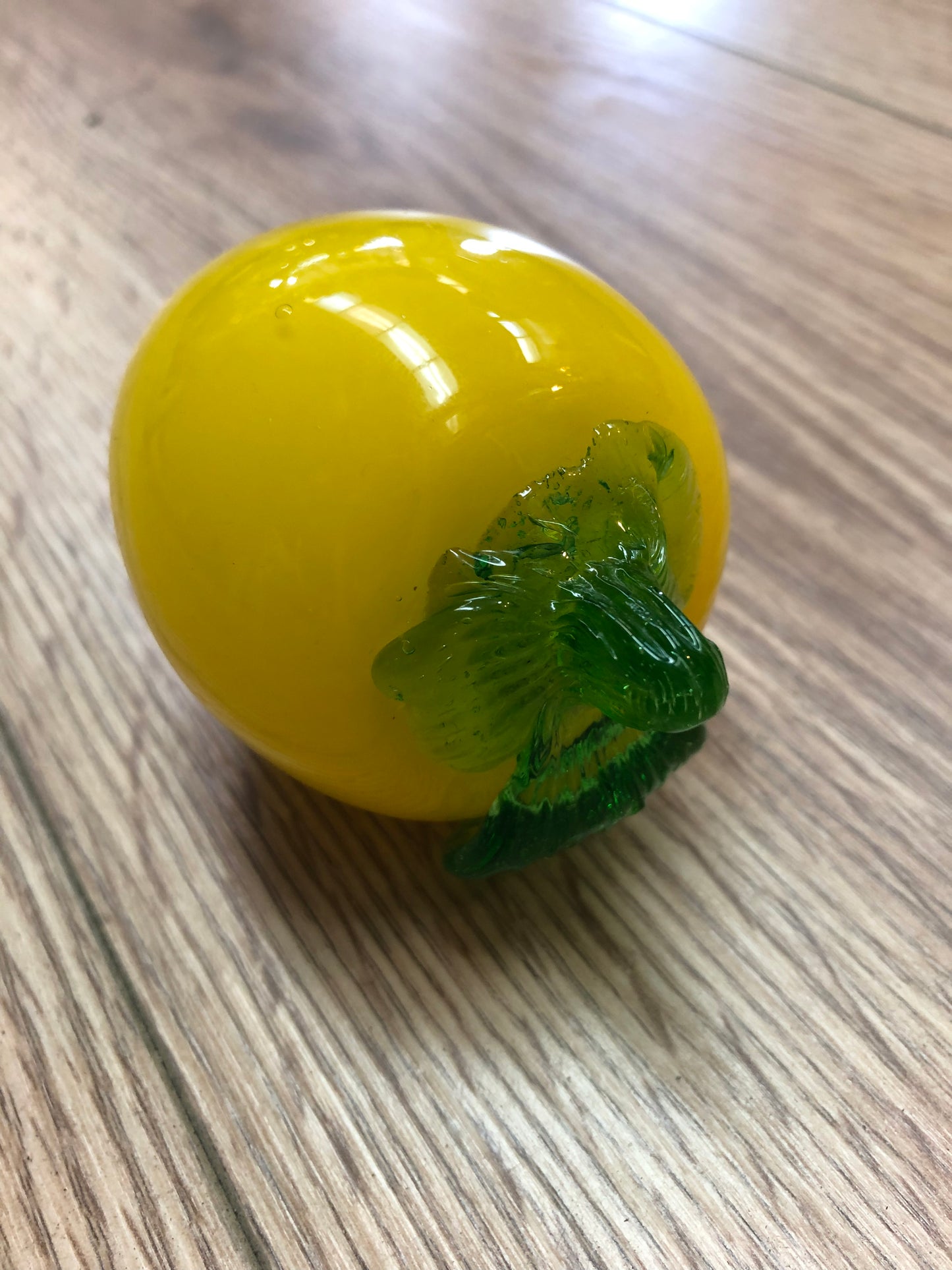 Hand blown yellow glass lemon
