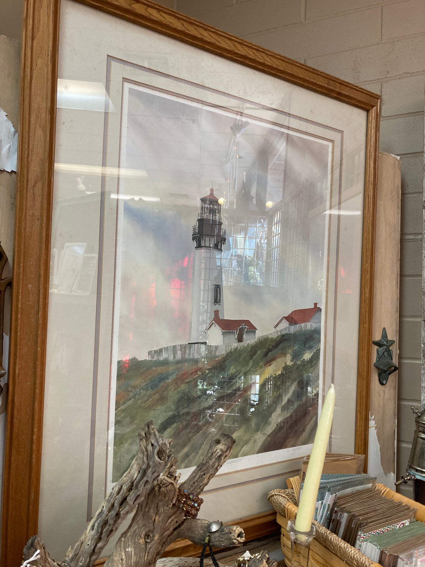 Original limited edition art print  “Yaquina Head Lighthouse” Marilynn Maxson 34 1/2”h x 29”w