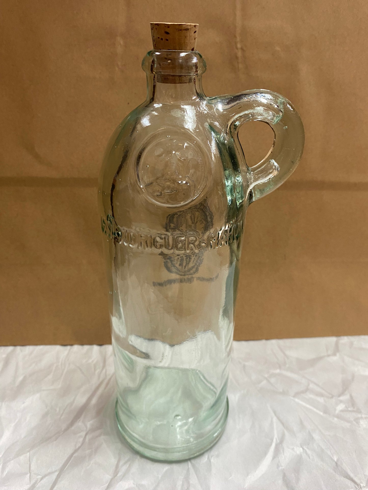 Decanter Bottle Xoriguer Spanish Gin Glass Original Cork Empty 1930's 10"
