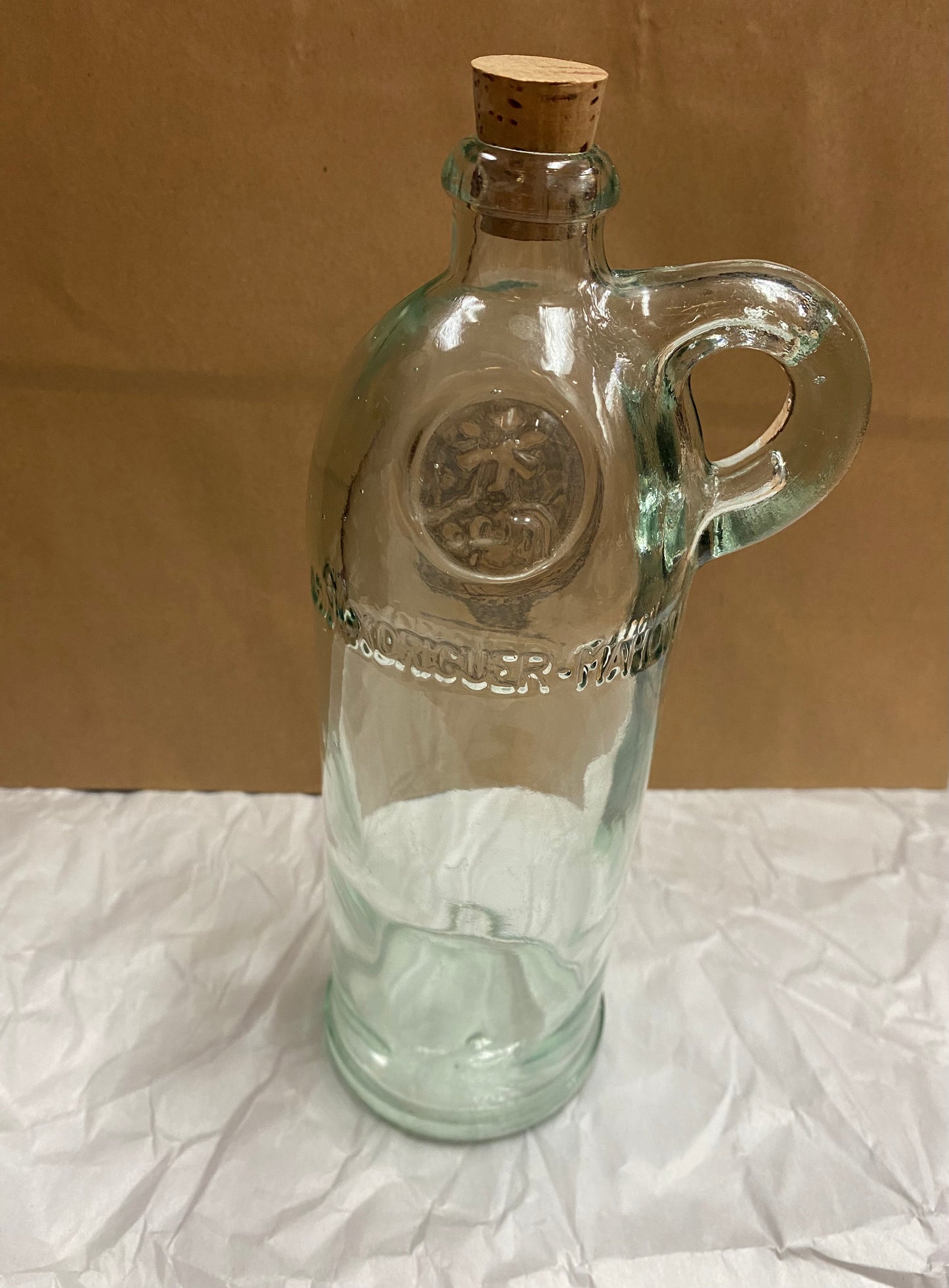 Decanter Bottle Xoriguer Spanish Gin Glass Original Cork Empty 1930's 10"