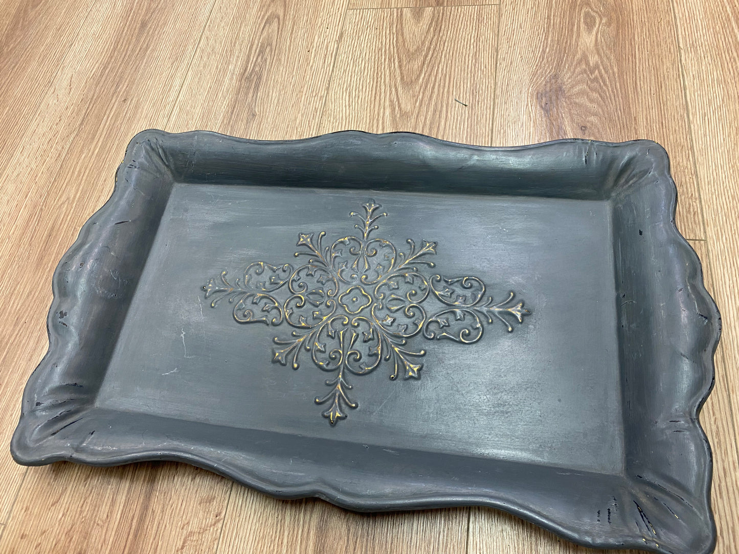 hand-painted French country metal tray