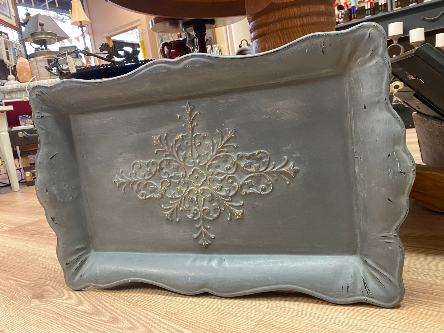 hand-painted French country metal tray