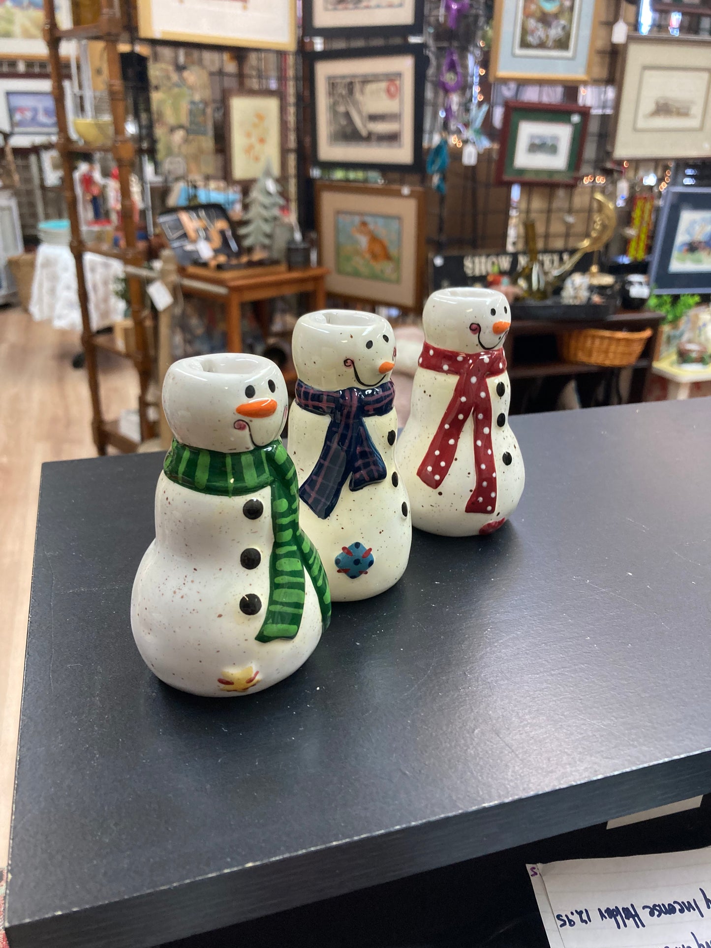 Set of 3 ceramic snowmen