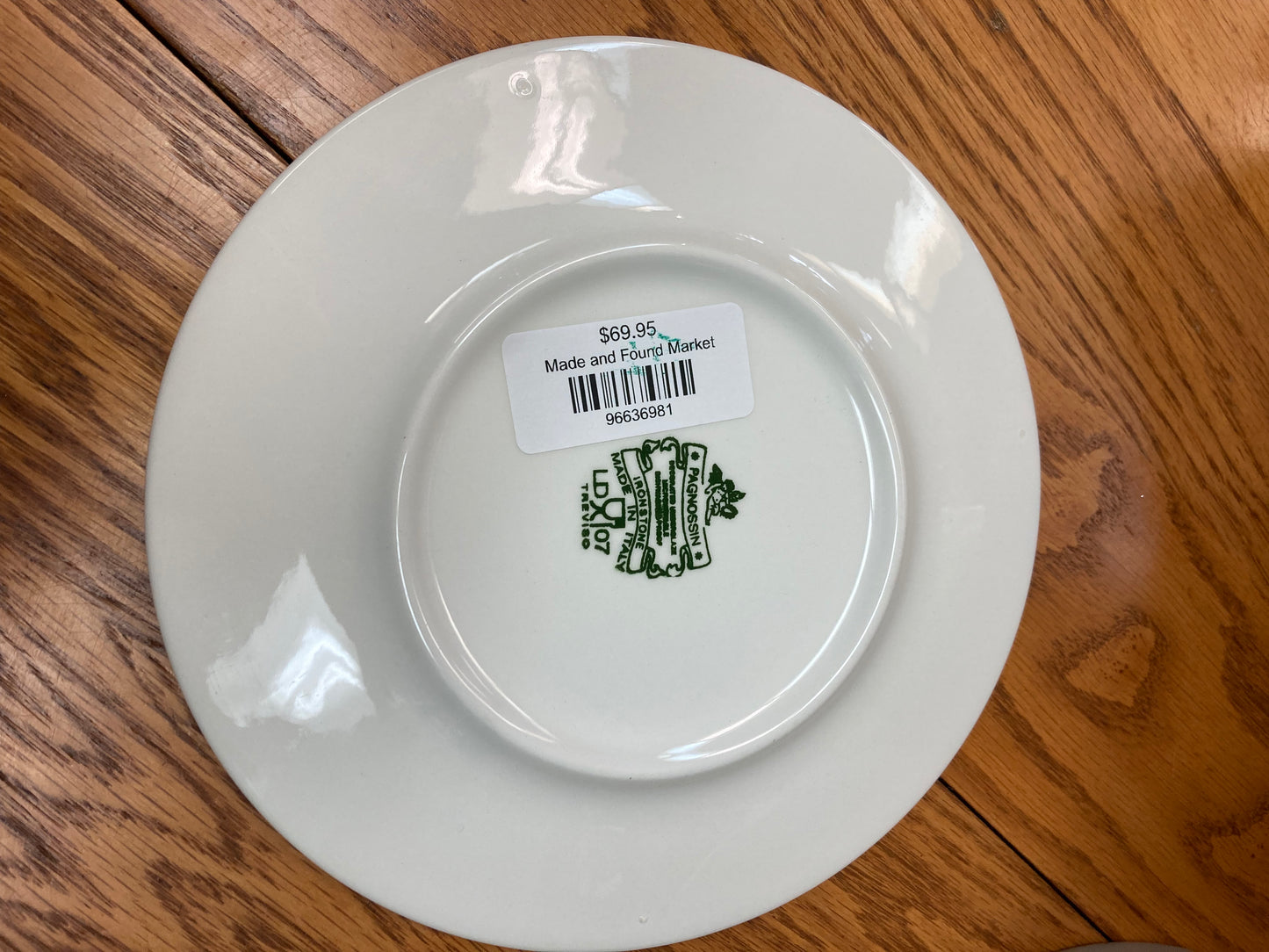 Pagnossin Ironstone AUDREY salad plate, Robin's Egg Blue Brown Band, Made in Italy, Crate & Barrel $69.95 set of 8