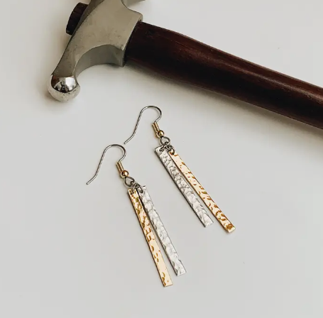 Simply Minimal Hammered Metal Dangle Earrings