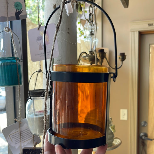 Amber glass lantern