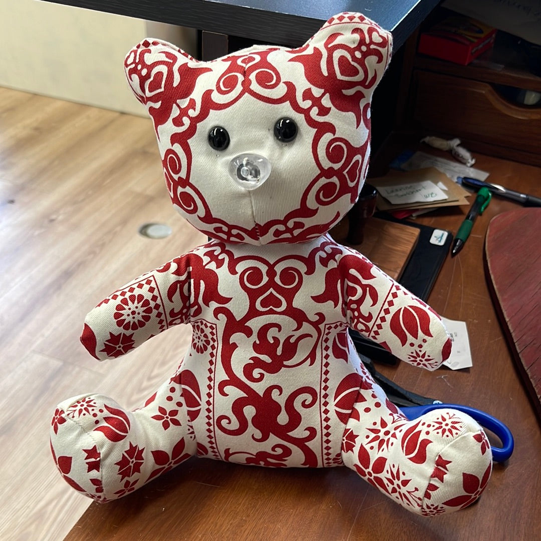 Stuffed bear red and white