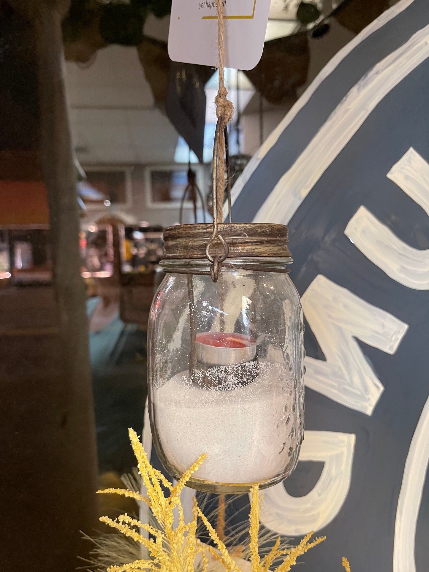 Mason jar hanging candle holder