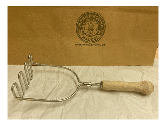 Vintage wood handle potato masher